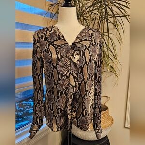Jones New York Satiny Snake Print Blouse